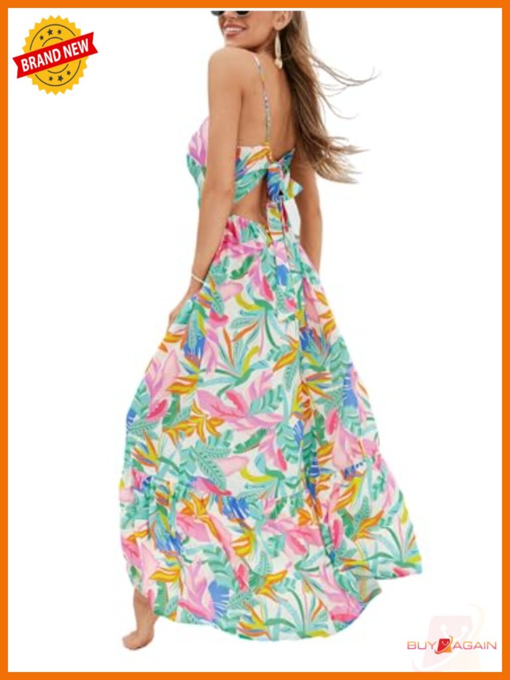 Floral Maxi Dress Twisted V Neck Sleeveless Rayon Summer Casual